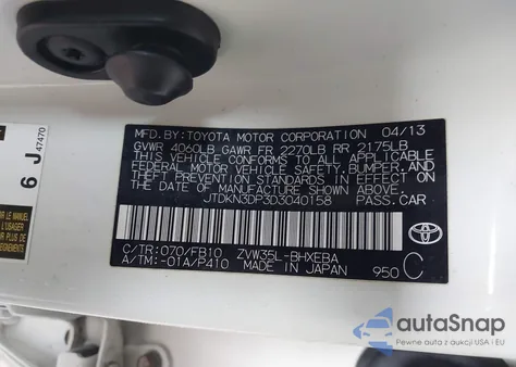 2013 Toyota Prius Plug-In из США, поврежденный, VIN JTDKN3DP3D3040158